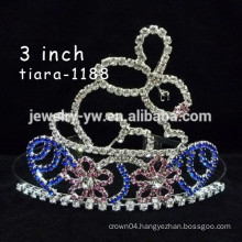 yiwu hair accessories silver plated crystal tiara rabbit ear headband